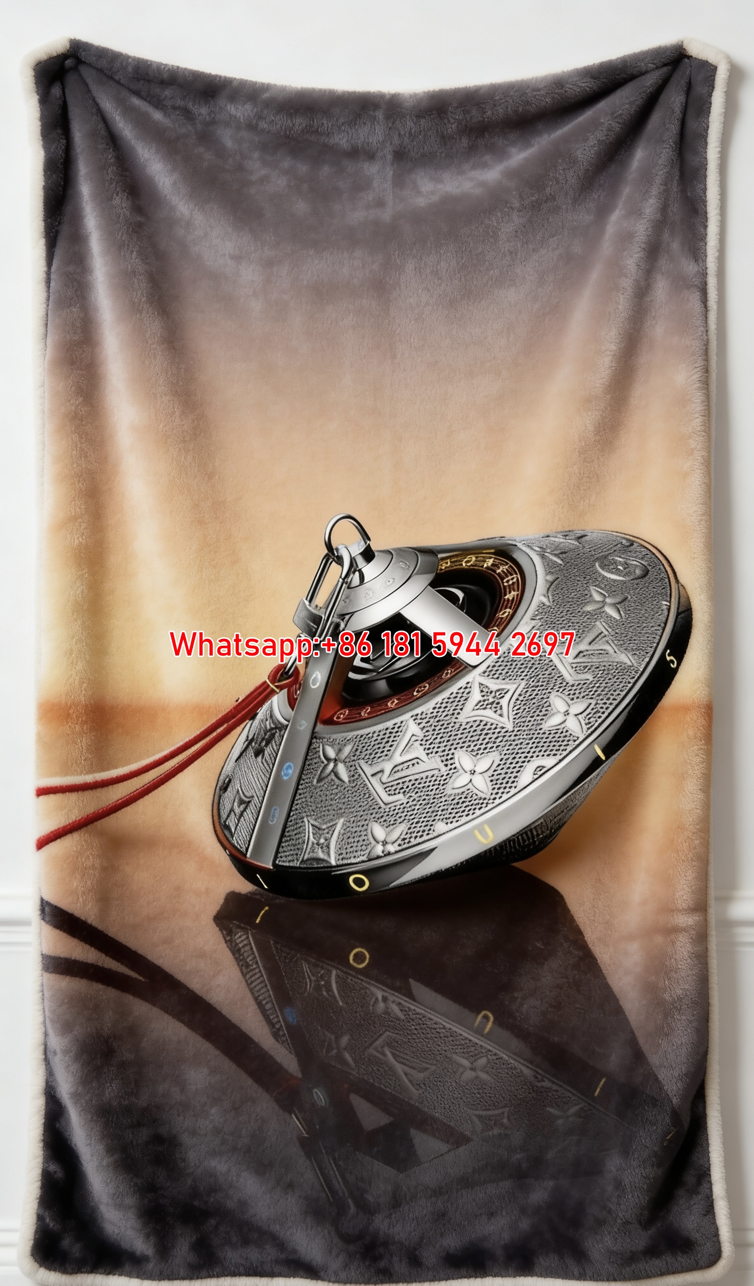 Metallic Silver LV Print Flannel Throw Blanket 425